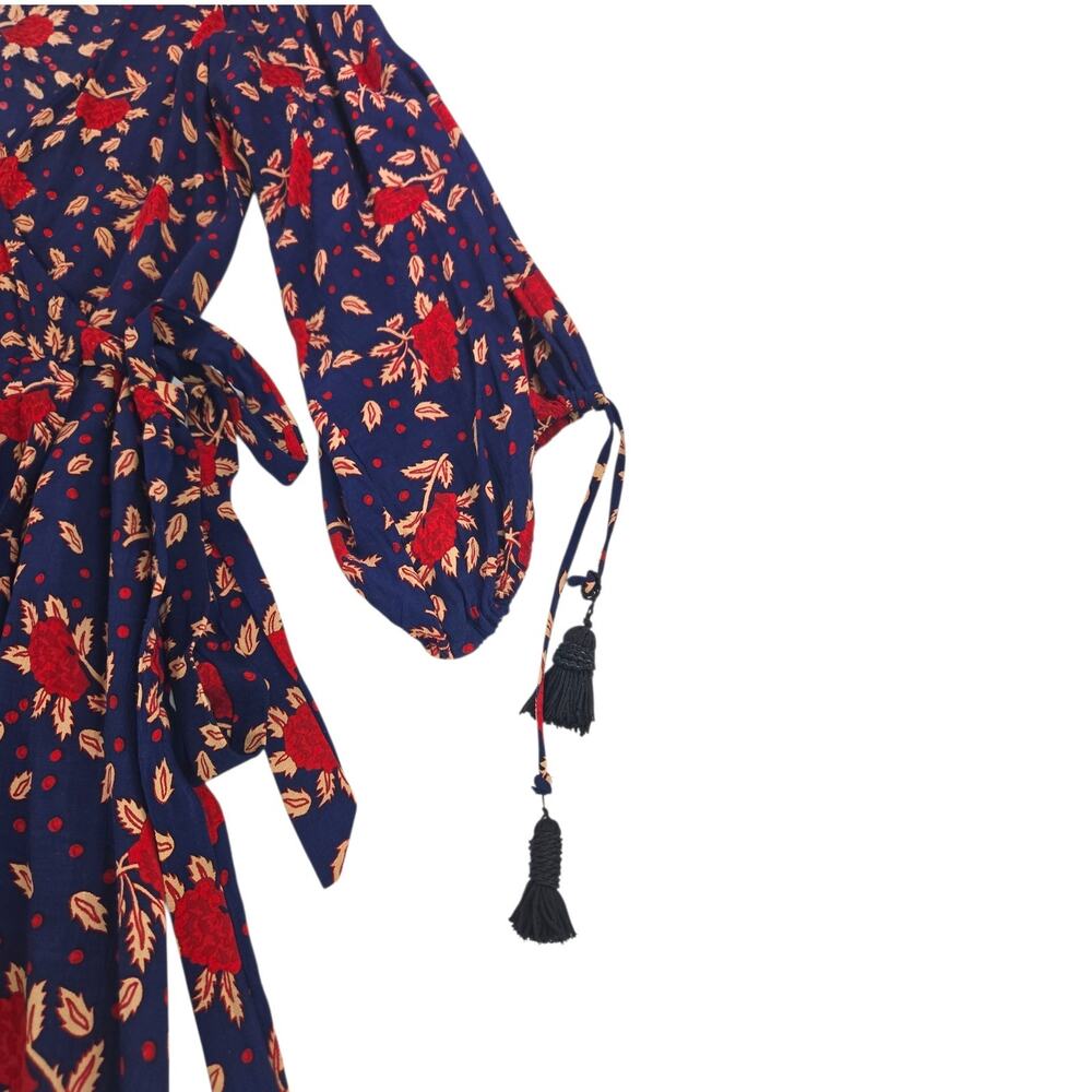 Faithfull the Brand | Atlas- Navy Blue Floral Print Wrap Dress | Size 2 - Picture 3 of 7